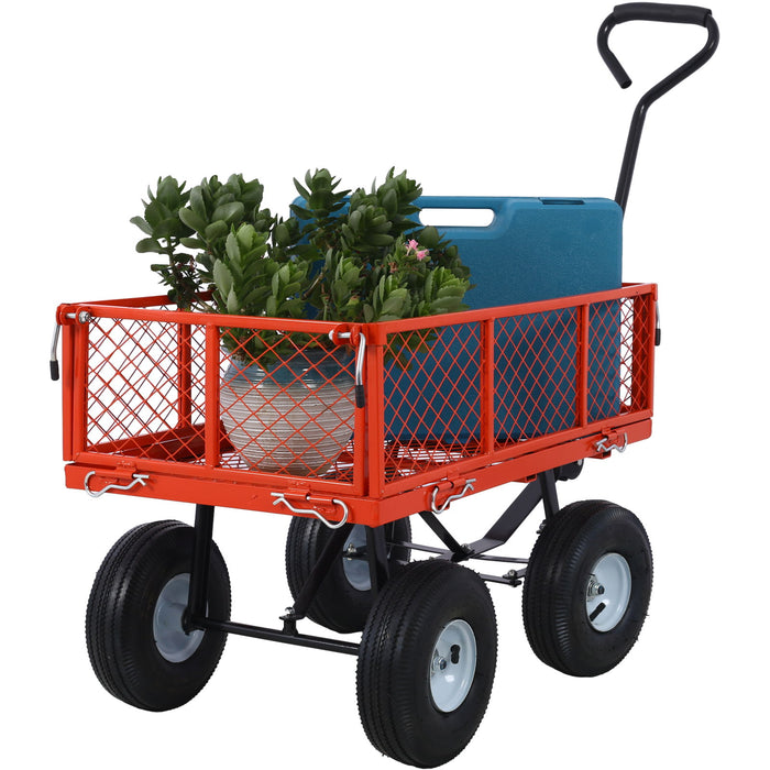 Heavy Duty Steel Garden Cart With Mesh Sides