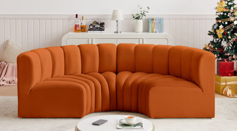 Arc - Velvet 4 Piece U-Shaped Modular Sofa