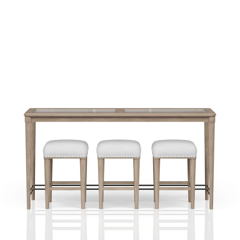 Citrus Heights - Frosted Glass Console Table With 3 Stools - Sand