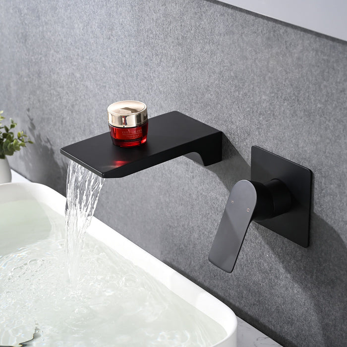 Modern Wall Mount Bathroom Sink Faucet With Waterfall Spout