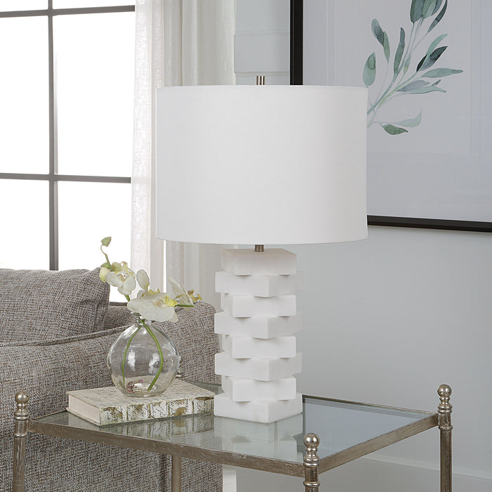 Ascent - White Geometric Table Lamp