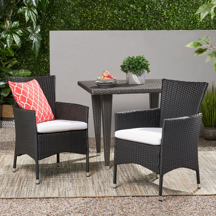 Dimensional Outdoor Dining Chair With Cushion Seat And Iron Frame (Set of 2)
