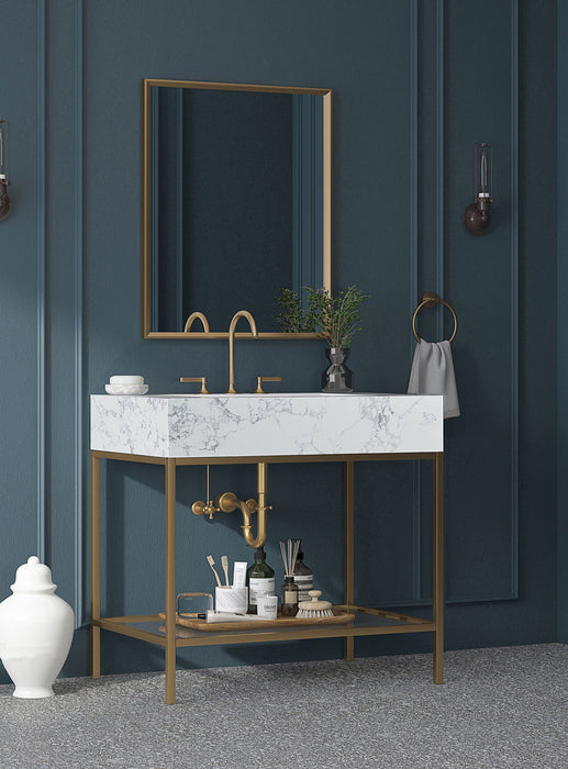 Marmo - Engineered Marble Bathroom Vanity With Gold Base