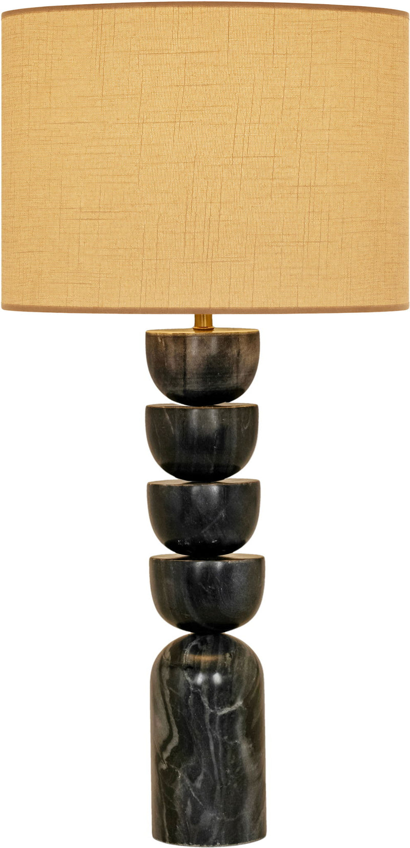 Opus - Genuine Marble, Linen Textured Fabric And Brass Table Lamp