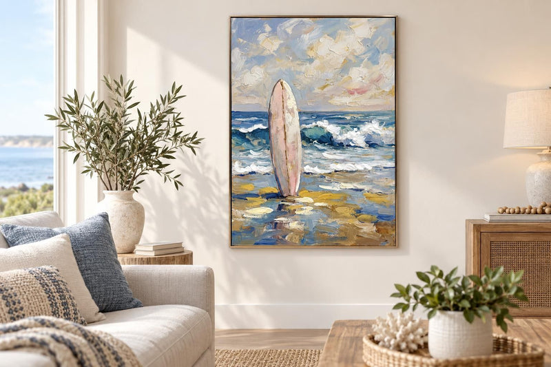 Saltwater Reverie I - 28 X 40 - Hand-Embellished Canvas In Frame - Teal