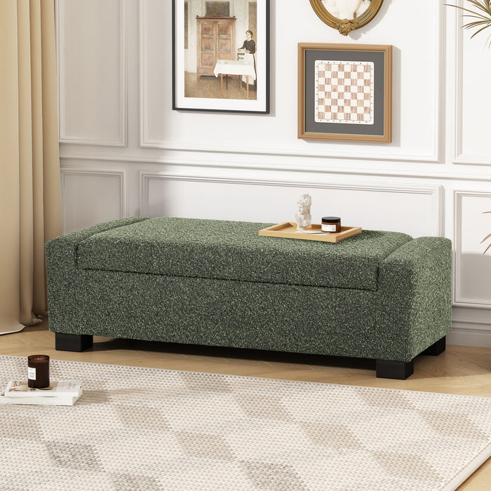 Textured Fabric Ottoman Bench With Hinged Lid