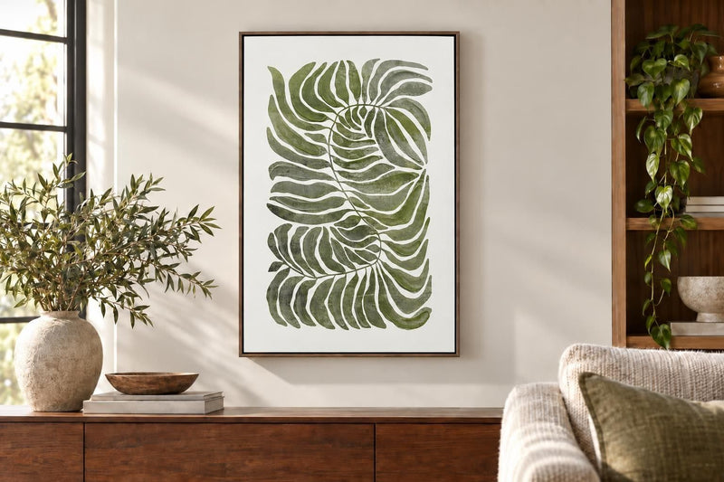 Frond Cadence II - 24 X 35 - Hand-Embellished Canvas In Frame - Green