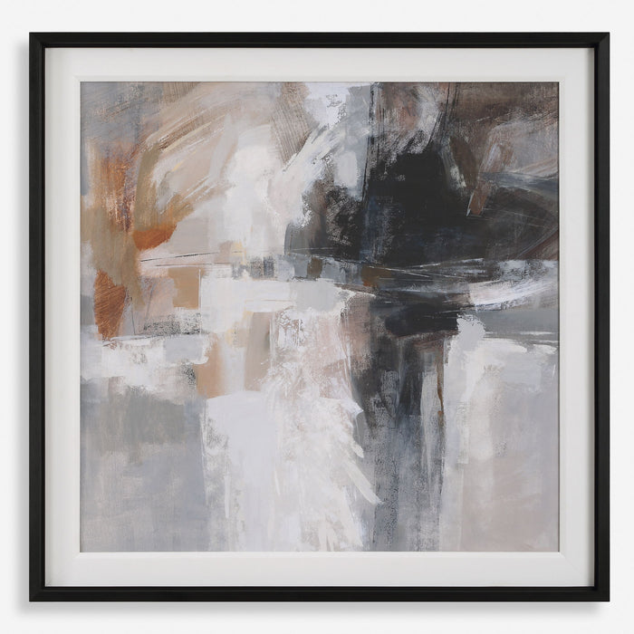 Wings Neutral - Abstract Framed Print - Black