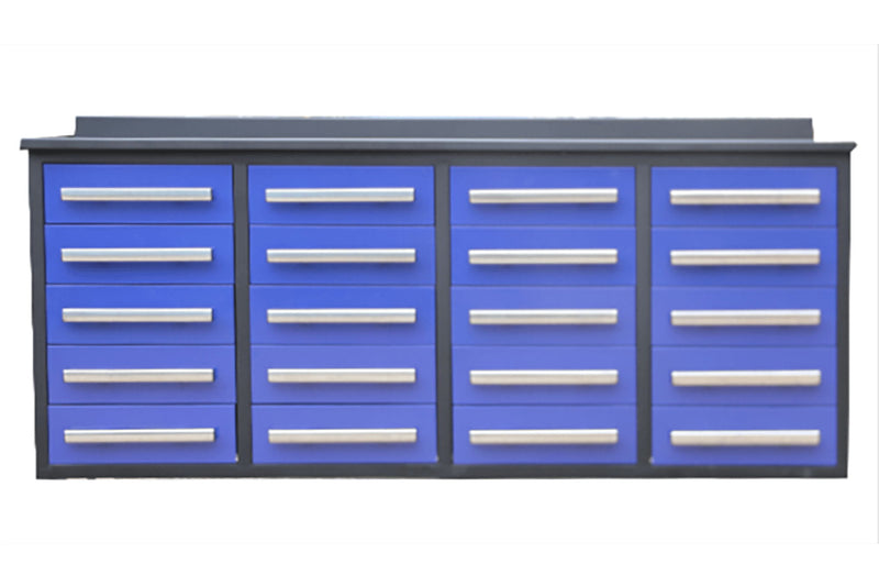 Garage Storage Cabinets With Workbench (With 20 Drawers) - Blue