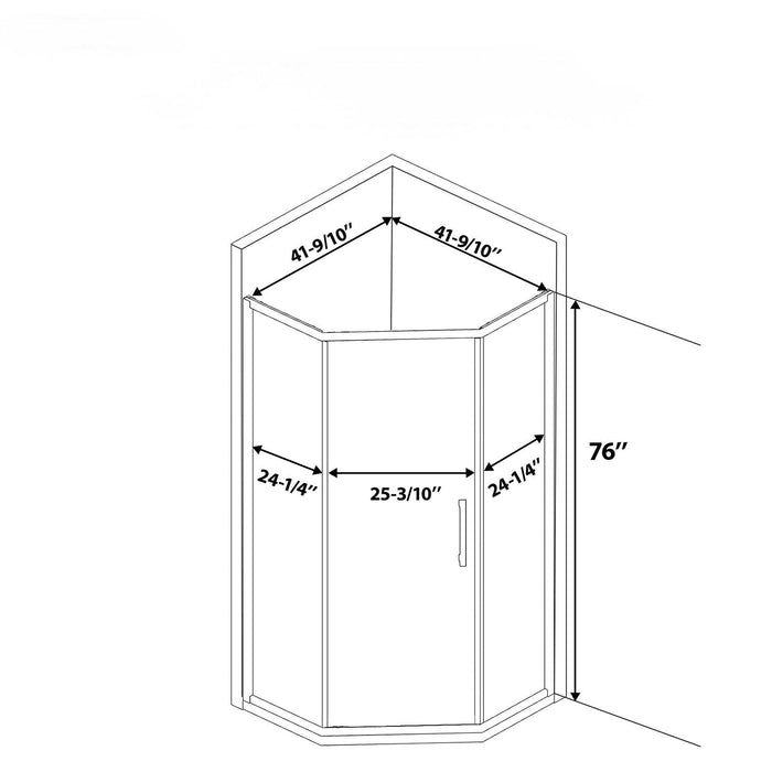 Diamond Shaped Corner Shower Door, Inward Sliding, Stainless Steel Frame