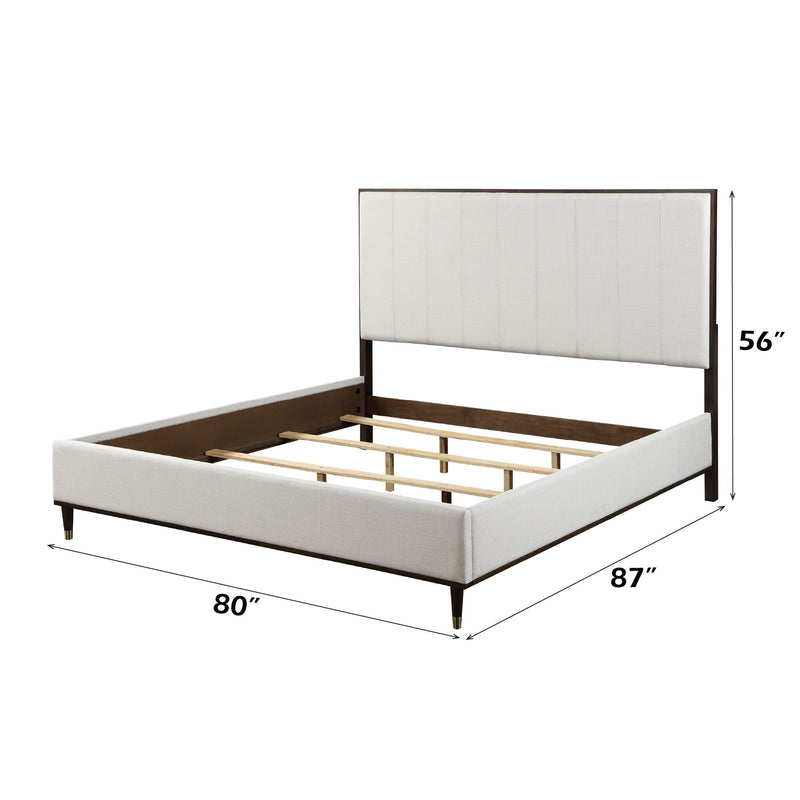 Carena - 5 Piece Bedroom Set (Eastern King Dresser Chest Mirror Nightstand) - Brown / Light Gray / White
