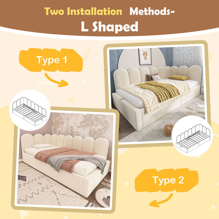 Upholstered Daybed With Metal Slatted Base