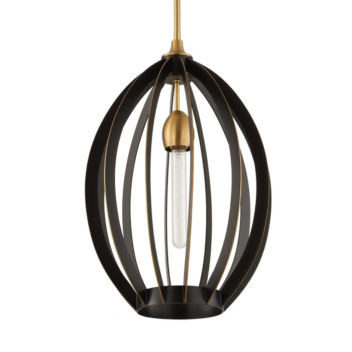Darby - 1 Light Architectural Oval Pendant - Bronze / Black