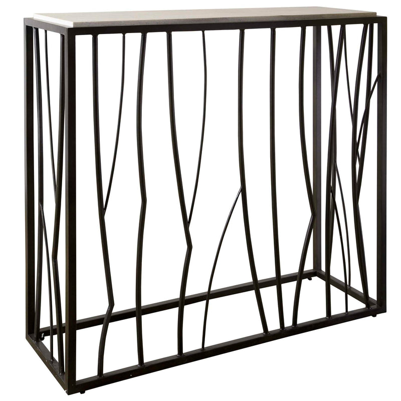 Reed - Travertine Console Table - Black & Light Brown