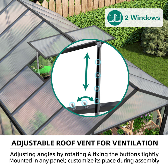 Gain Height Windproof Greenhouse All Season Outdoor Garden Shelter