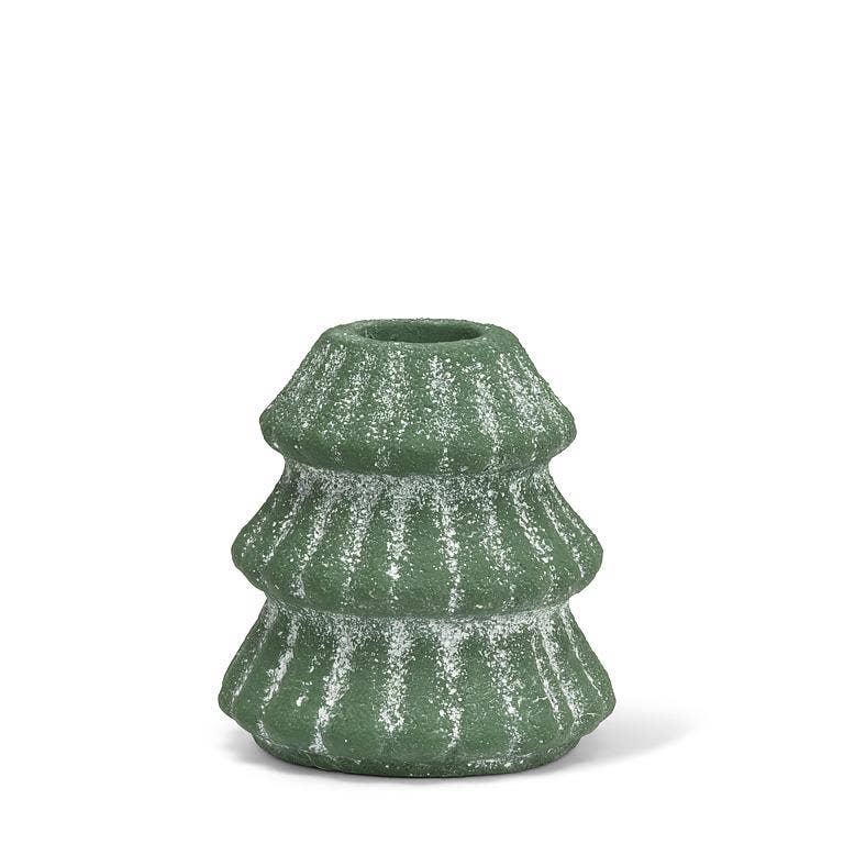Snowy Evergreen Tree Taper Holder