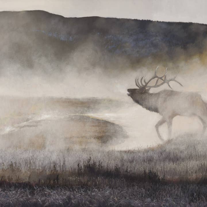 The First Call - Yellowstone Elk - Animal Canvas Art Print | 18x24