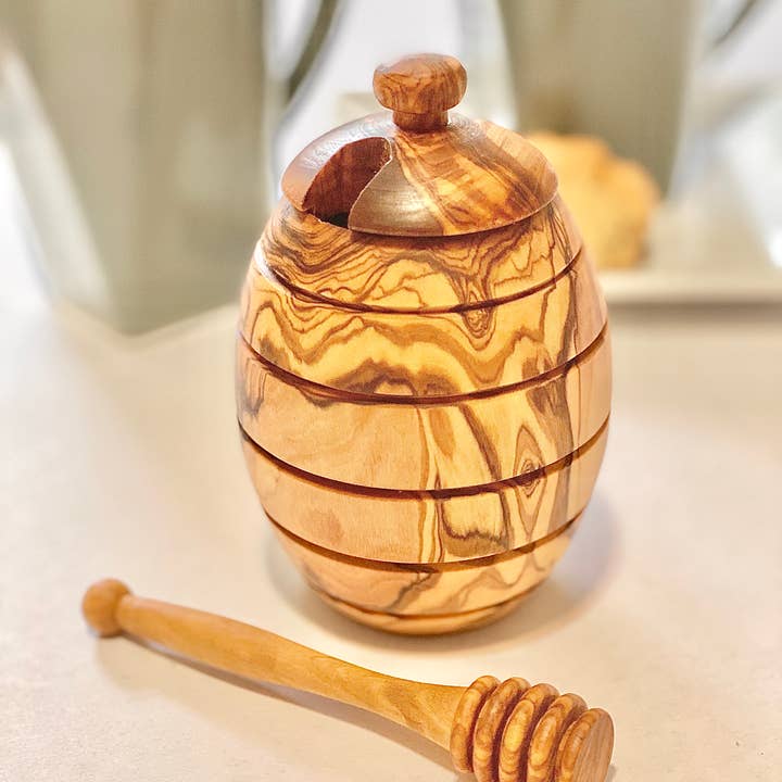 Olive Wood Honey Jar