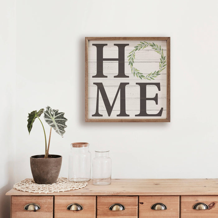 Home Block Wreath Whitewash