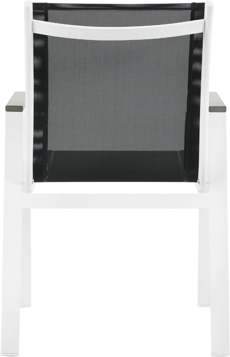 Nizuc - Outdoor Patio Dining Arm Chair With White Frame And Gray Arms (Set of 2)