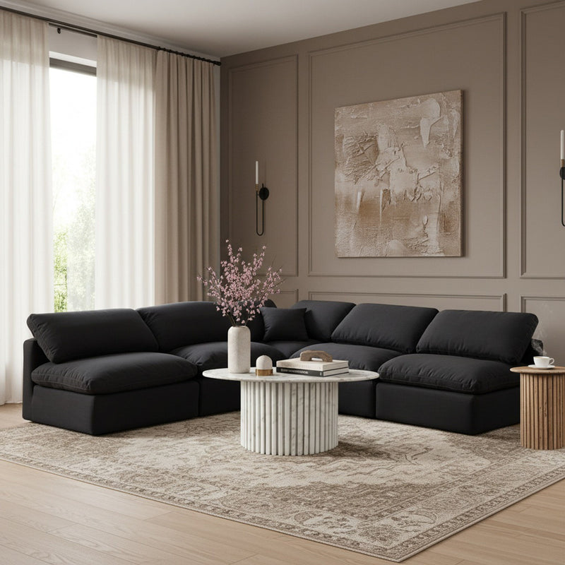 Indulge - Linen 5 Piece Modular Corner Armless Sectional