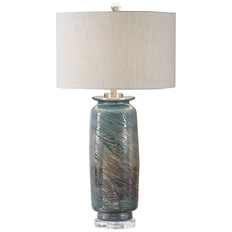 Olesya - Swirl Glass Table Lamp - Blue
