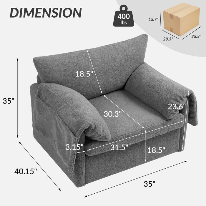 Oversized Swivel Armchair Modern Chair & Single Sofa Lounge, Comfortable Seating For Living Room
