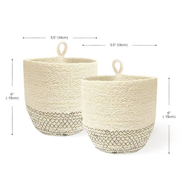 Handwoven Wall Basket | Amari Loop Bin | Black |Set of 2