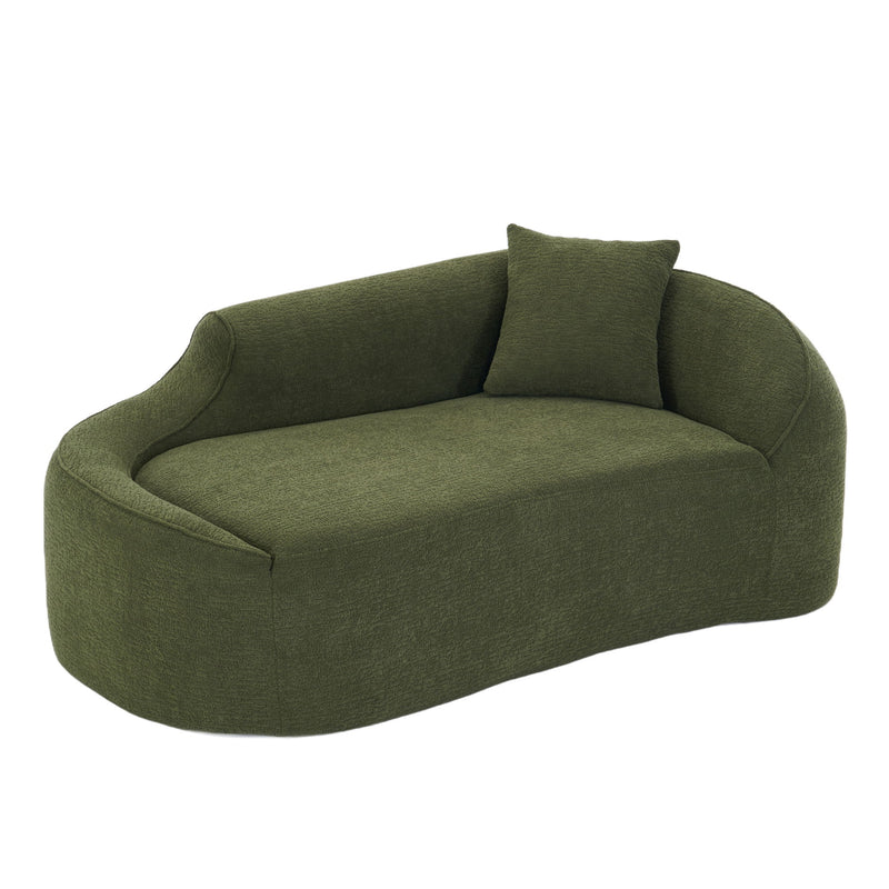 Compression Curved Chaise Longue Chair Indoor Loveseat Sofa Bed With Deep Seat And Pillow - Green