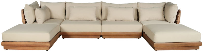 Mirella - 6 Piece Water Resistant Fabric Upholstered Outdoor Patio Modular Sectional