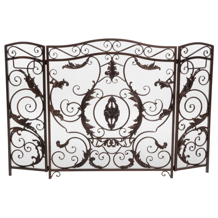Mariella - Traditional Floral Iron Fireplace Screen With Ornate Design
