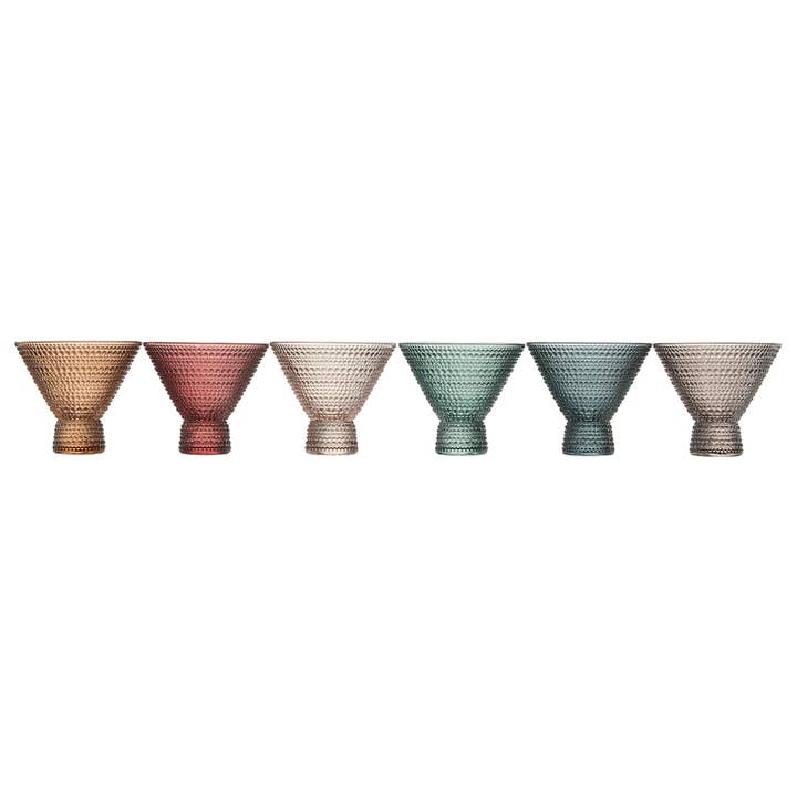 Beaded Stemless Martini Drinking Glasses | 11oz | Set of 6