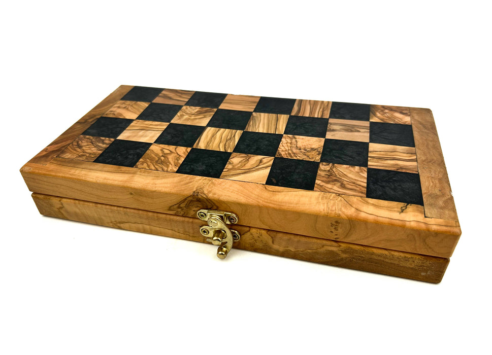 Olive Wood and Resin Folding Chess Set