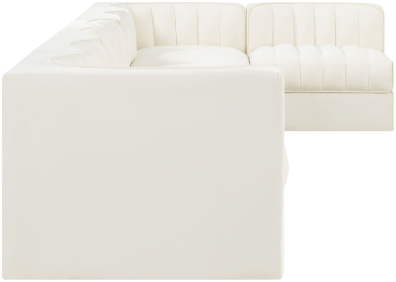 Rummi - Velvet Performance Fabric Upholstered 7 Piece Modular Sectional, L-Shaped (Right)