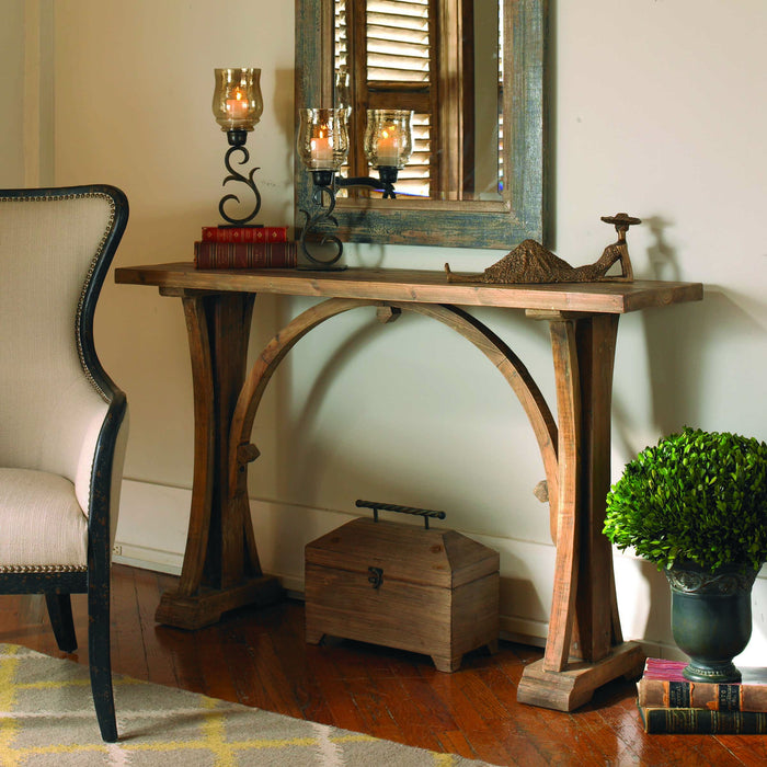 Genessis - Reclaimed Wood Console Table - Dark Brown