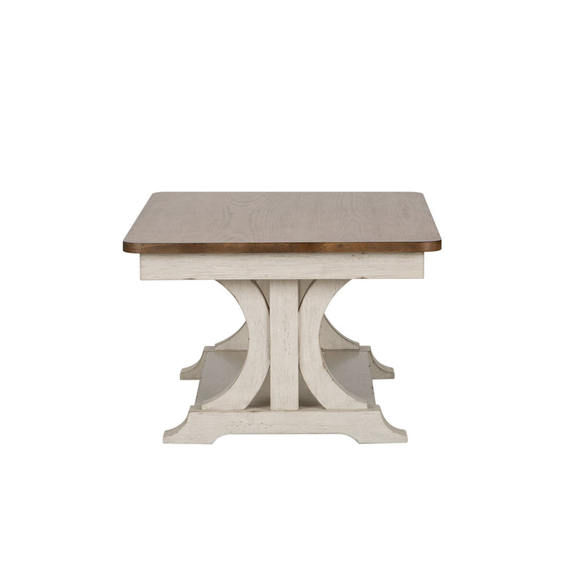 Farmhouse Reimagined - Rectangular Cocktail Table - Antique White / Chestnut Tops