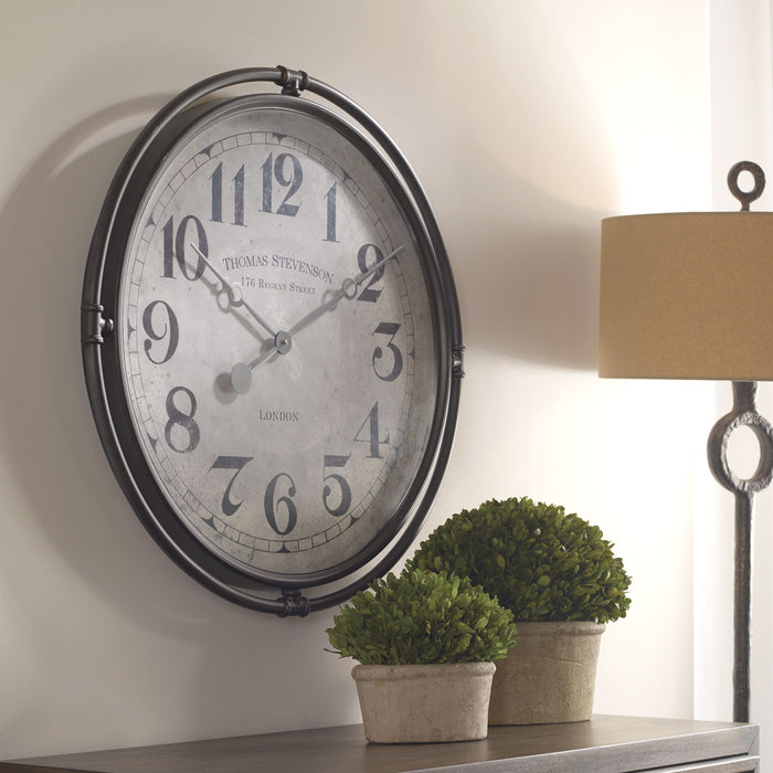 Nakul - Industrial Wall Clock - Pearl Silver