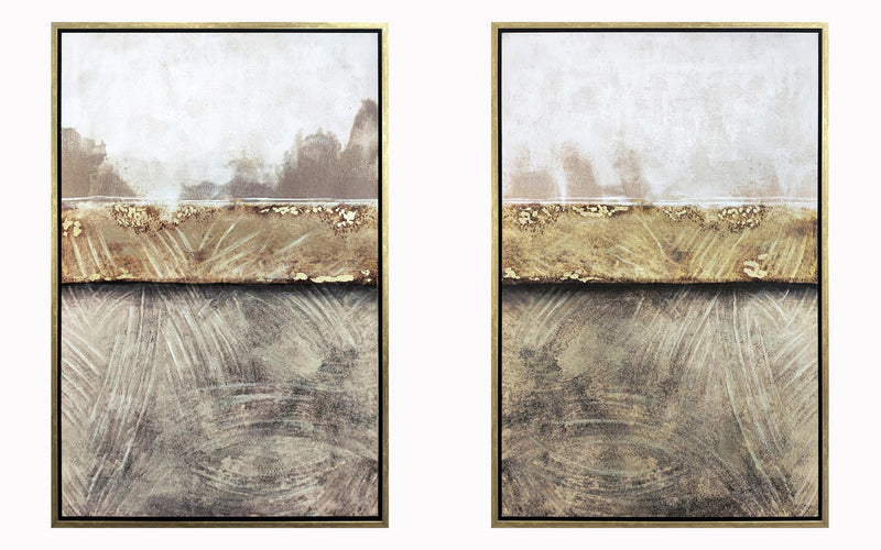 Hand Painted Textured Canvas (Set of 2) - Dark Gray