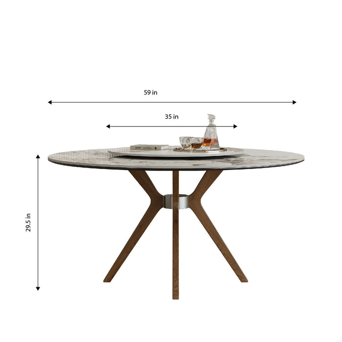 Dining Table With 35" Turntable - White