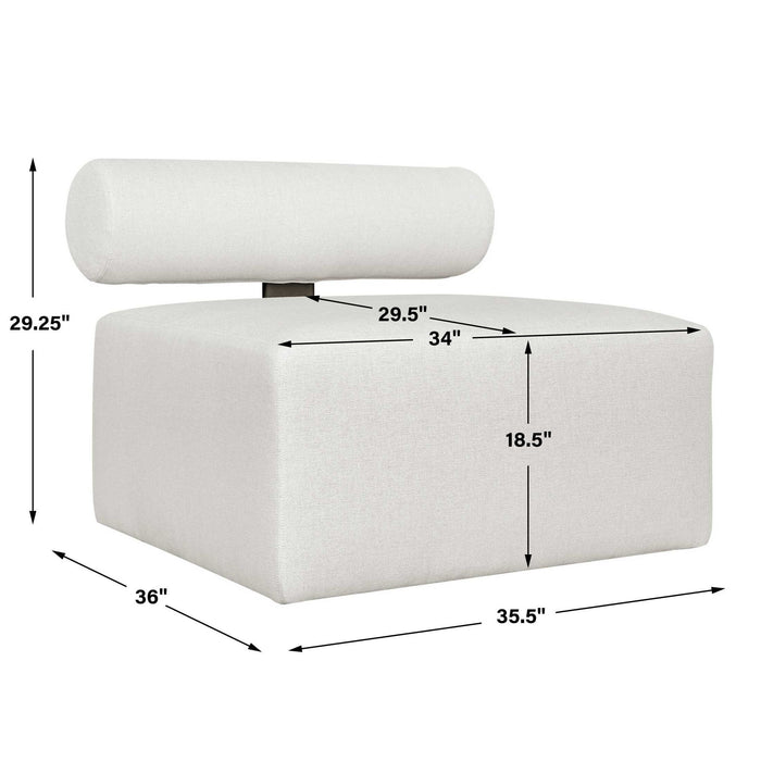 Bolster Back - Armless Outdoor Sofa - White