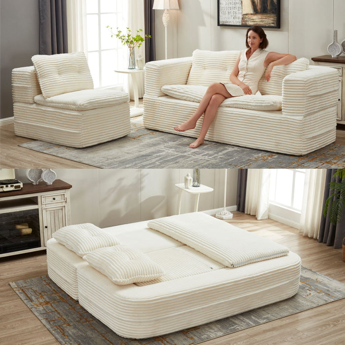 Multi Functional Sectional Sofa Bed With Independent Chaise Lounge And Functional Blanket