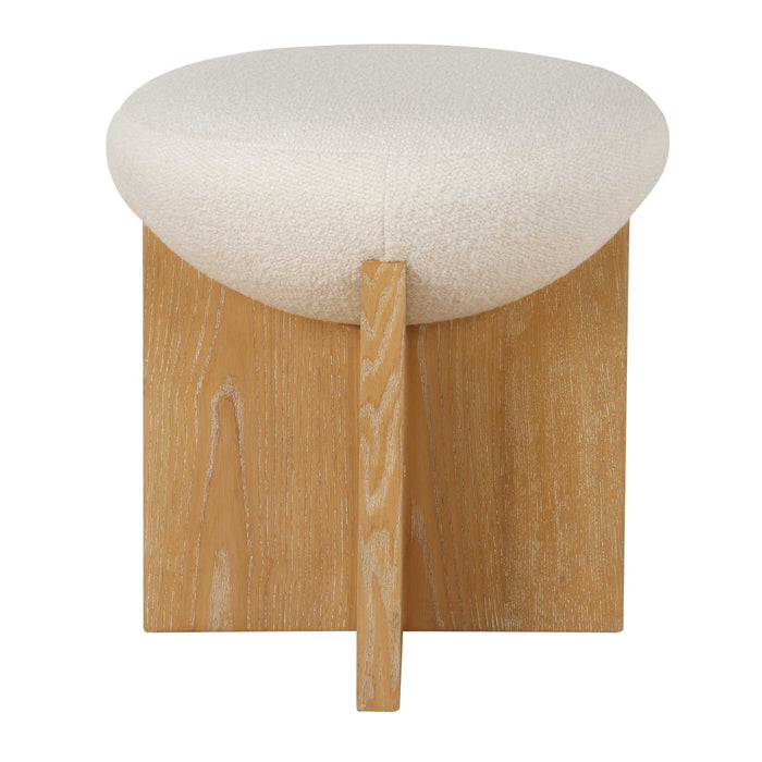 Lainie - Minimalist Accent Stool - White / Light Brown