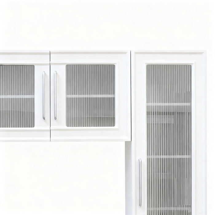 Wall Unit Entertainment Center With Glass Doors For TVs Up To 75" With Drawers For Living Room - White