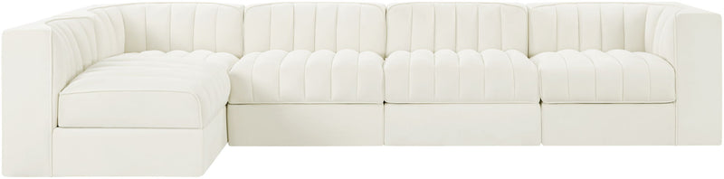 Rummi - Velvet Performance Fabric Upholstered 5 Piece Modular Sectional, L-Shaped (Right)