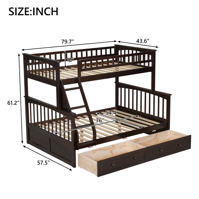 Bunk Bed With Drawers, Convertible Storage Bed