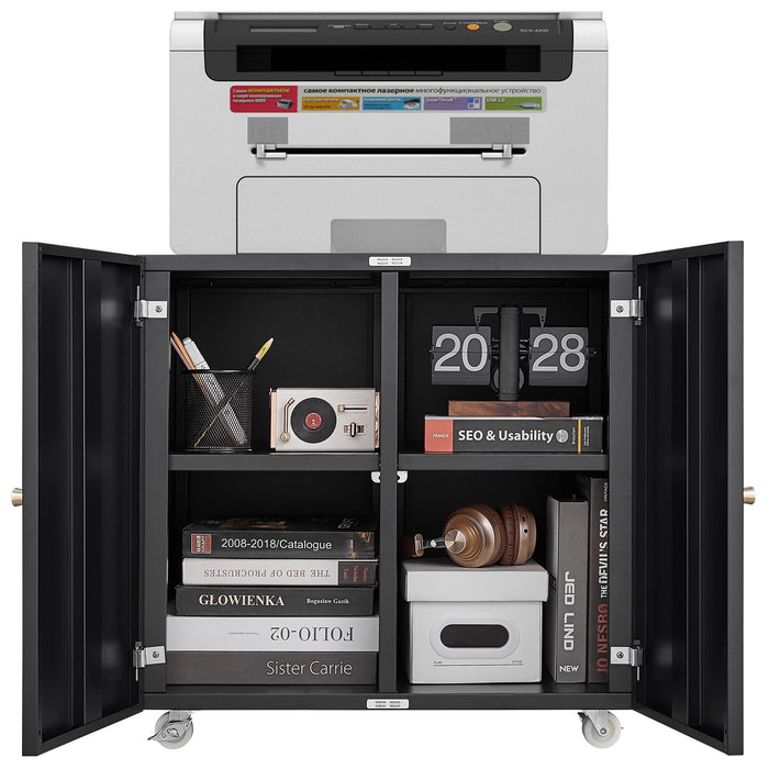 Office Furniture Copier Cabinet 2 Door Steel Copier Stand Mobile Pedestal File Printer Stand
