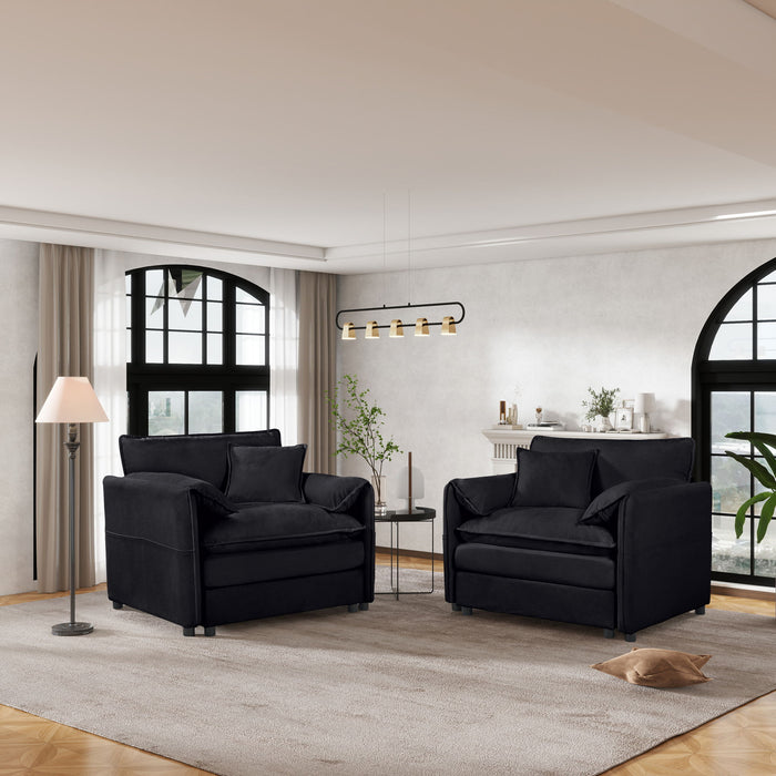 Modern Chenille Oversized Accent Chair, Comfy Single Sofa With Large Seat (Set of 2)