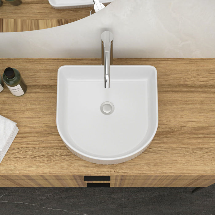 Vessel Bathroom Sink With Design - White
