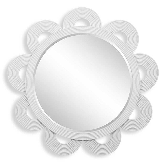 Clematis - Rattan Round Mirror - White