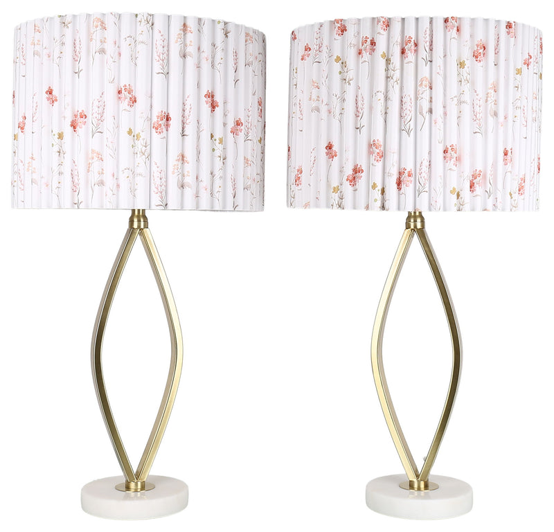Meadow Silhouette - 29 X 15 - Metal Table Lamp (Set of 2) - Soft Gold, White Marble